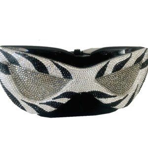Shades Of Gray Sunglass-Themed Acacia Wood Clutch with Swarovski Crystals